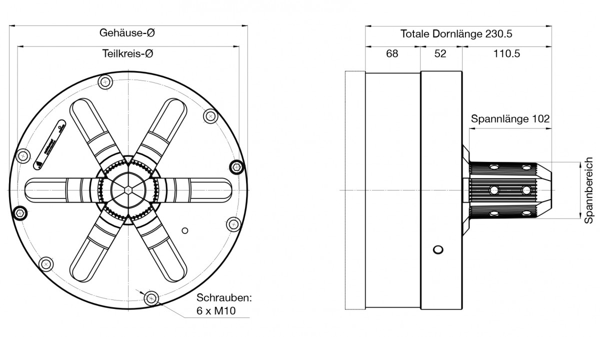 SDJ Spanndorn von Schlumpf, Dimensionen